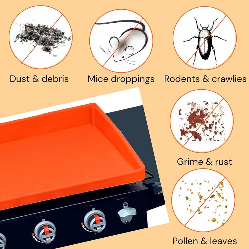 Jacooxi 17 Inch Griddle Cover Mat for Blackstone Griddle, Full Wrap-Around Protection Griddle Accessories, Food Grade Silicone Grill Mat, Orange - Image 5